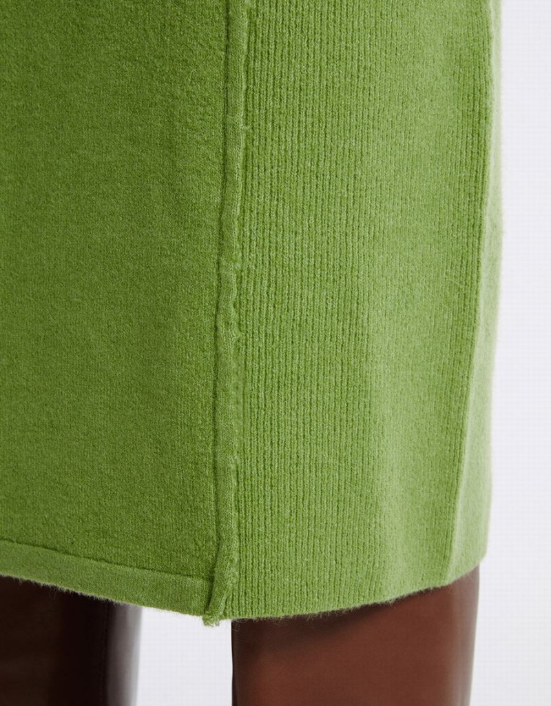 Falda Urban Revivo Stitch Detail De Punto Midi Mujer Verdes | GVG8458DC