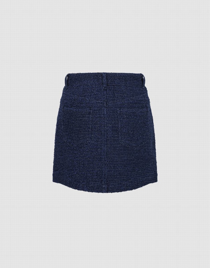 Falda Urban Revivo Tweed Mini A-Line Denim Mujer Azules | CDK997NY