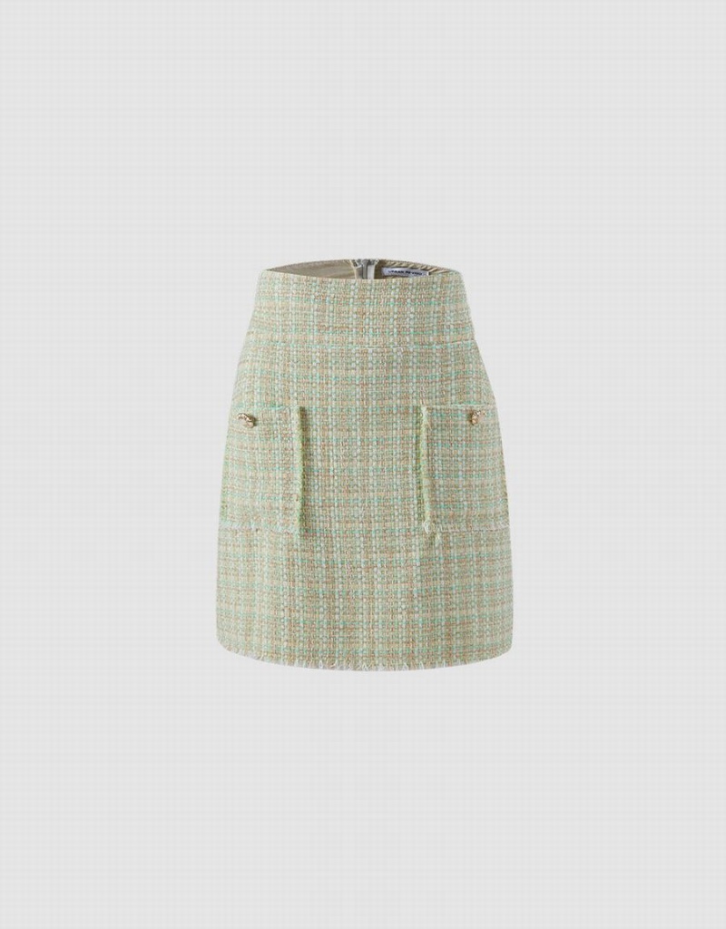 Falda Urban Revivo Tweed With Pockets Mujer Verdes Multicolor | MFA9428GG