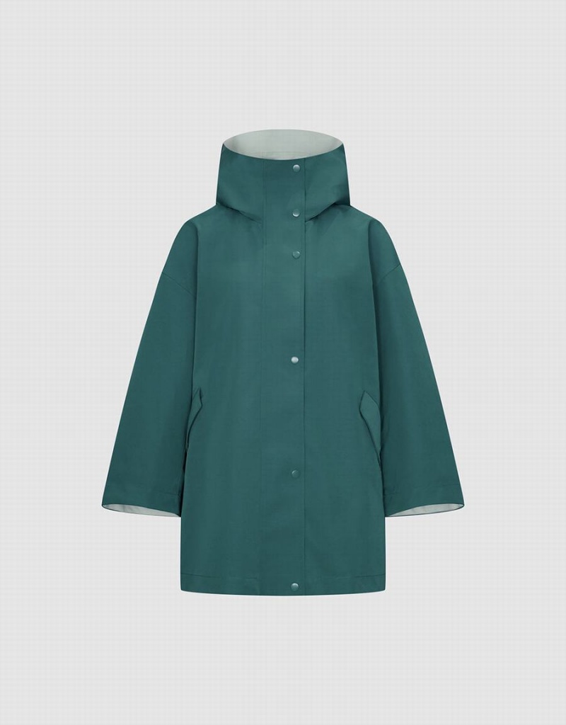 Gabardina Urban Revivo Encapuchado Directo Mujer Verdes | UBR6540RB