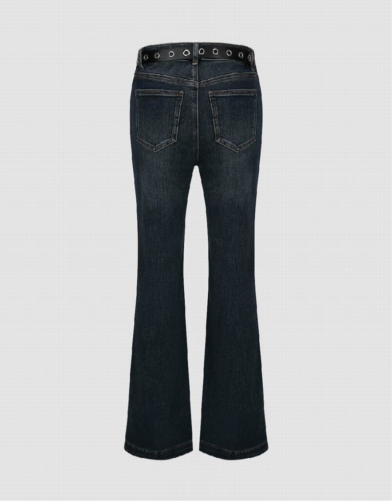 Jeans Urban Revivo Flare With Belt Mujer Azules | PLY9652AD