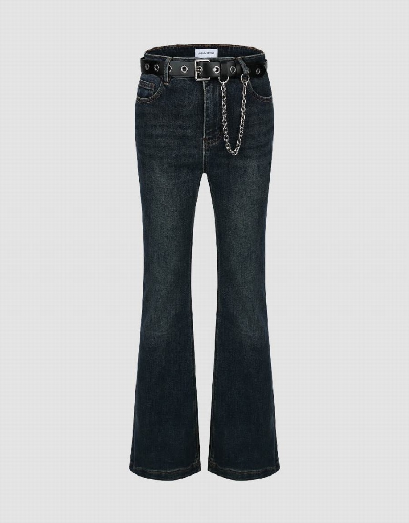 Jeans Urban Revivo Flare With Belt Mujer Azules | PLY9652AD