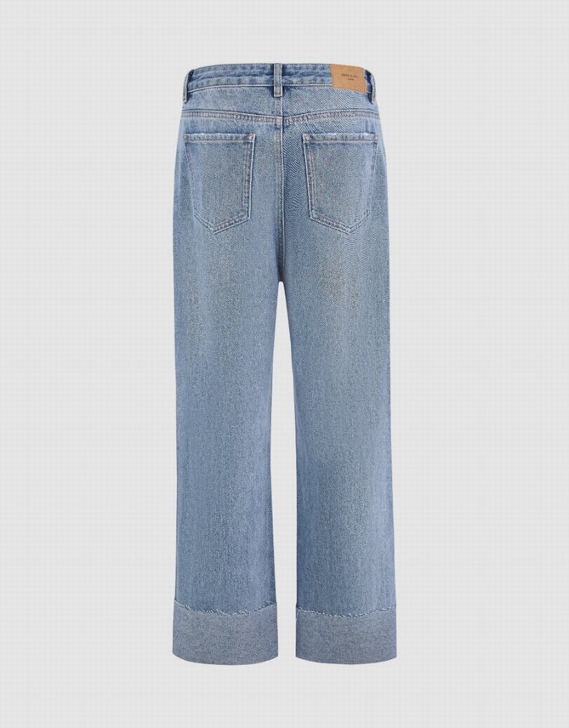 Jeans Urban Revivo Ripped Directo Mujer Azules | UZZ8723LN