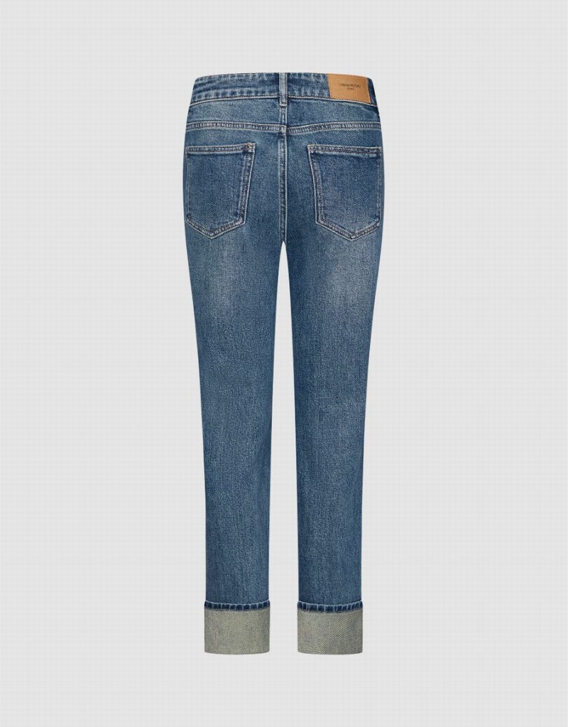 Jeans Urban Revivo Rolled Up Hem Directo Mujer Azules | RAH9158VT