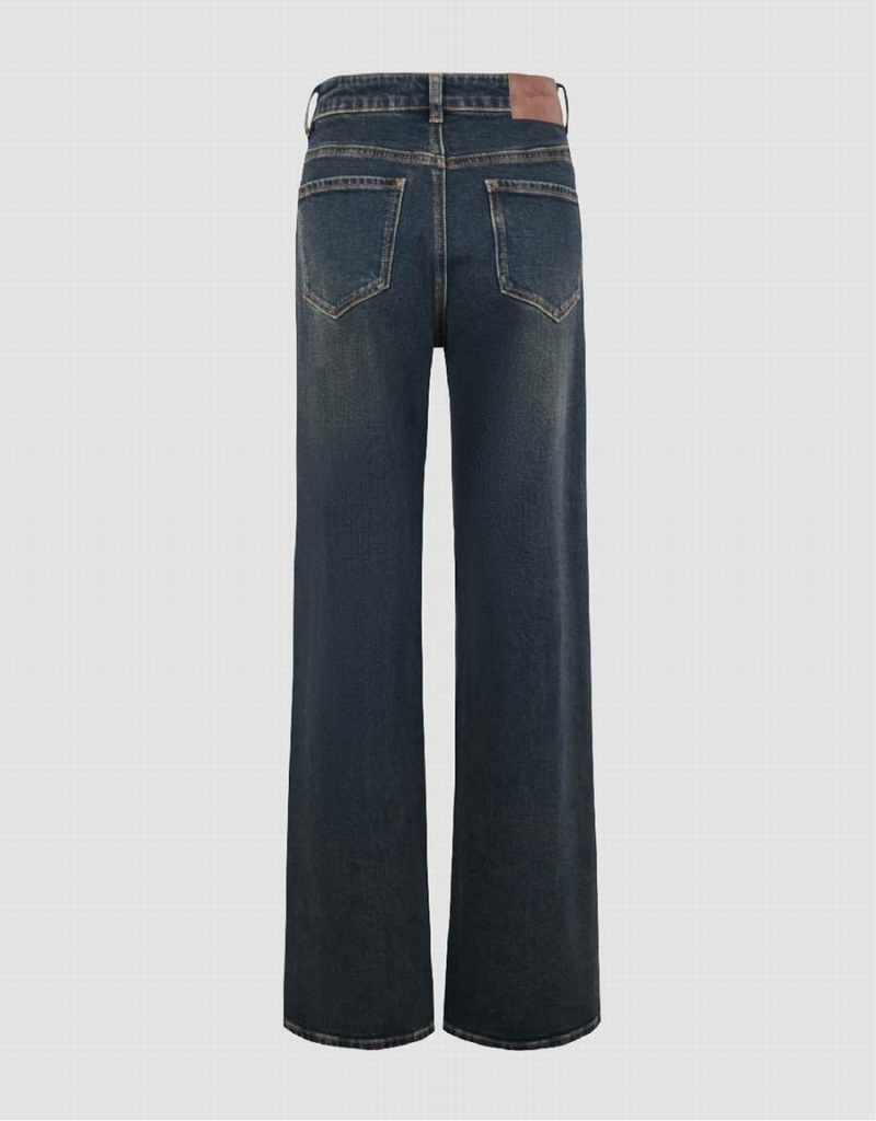 Jeans Urban Revivo Split Hem Anchos-Leg Mujer Azules | EYG10029WS