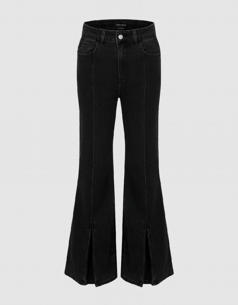 Jeans Urban Revivo Split Hem Flare Mujer Negros | SGL1256OM