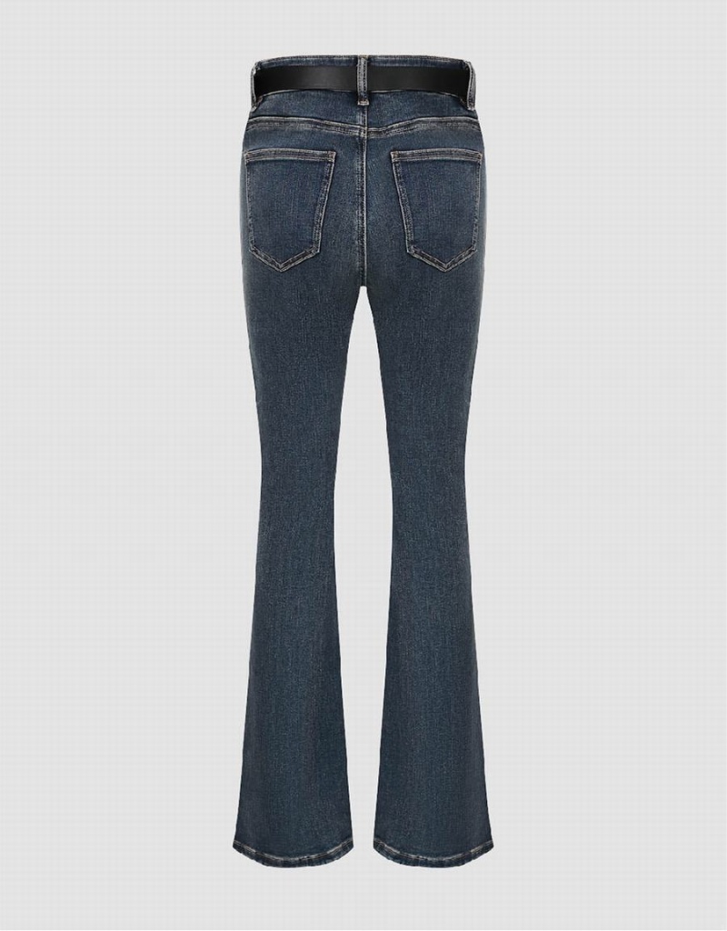 Jeans Urban Revivo Split Hem Flare With Belt Mujer Azules | REF6573BN