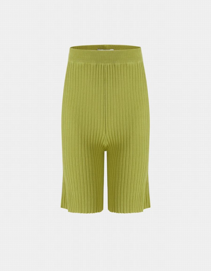 Pantalon Urban Revivo Acanalado Knit Mujer Verdes | WQZ4057ZS