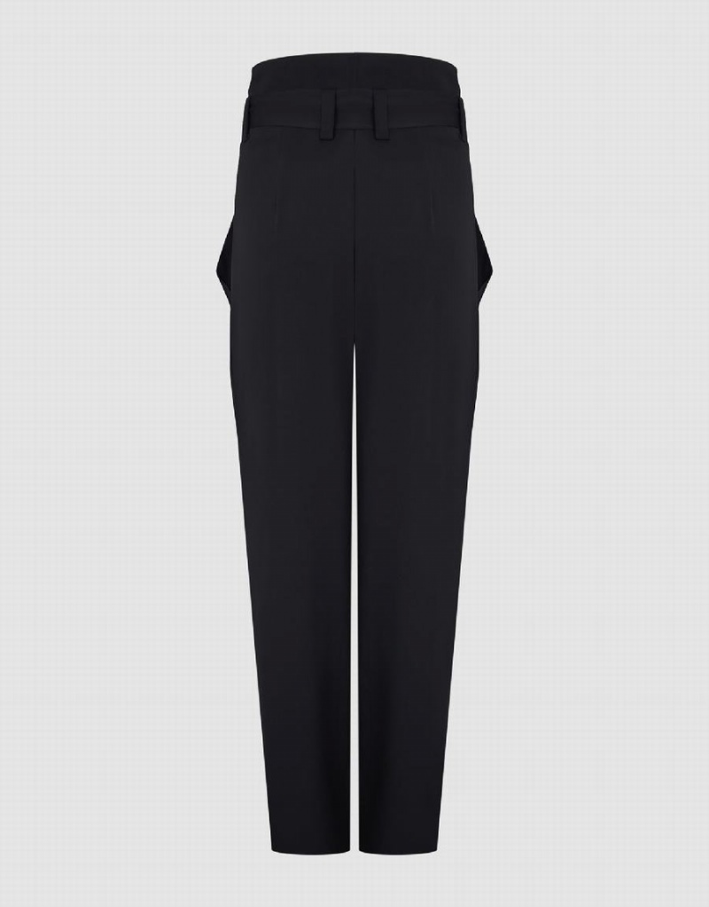 Pantalon Urban Revivo Anchos-Leg With Belt Mujer Negros | ICW7778RH