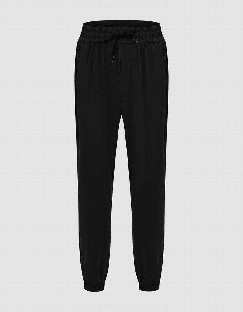 Pantalon Urban Revivo Drawstring Cintura Jogger Hombre Negros | DIZ4595OR