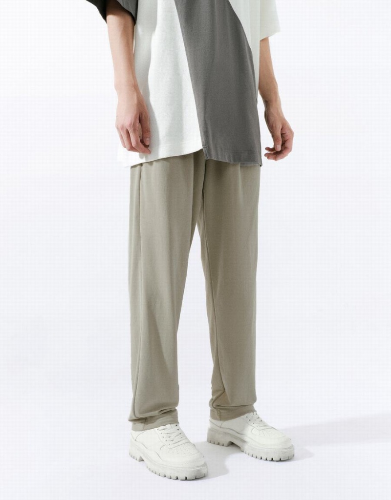 Pantalon Urban Revivo Drawstring Cintura De Punto Directo Hombre Kaki | WEX6052RB