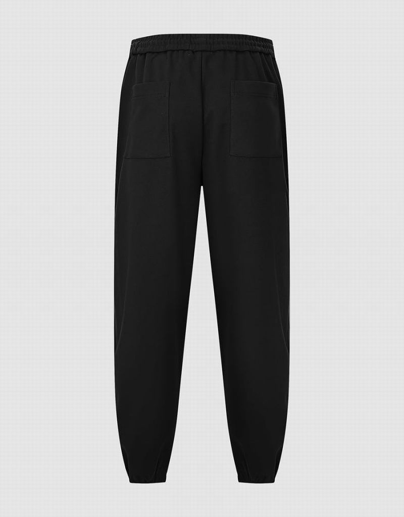 Pantalon Urban Revivo Drawstring Cintura Jogger Hombre Negros | YRZ5212PA