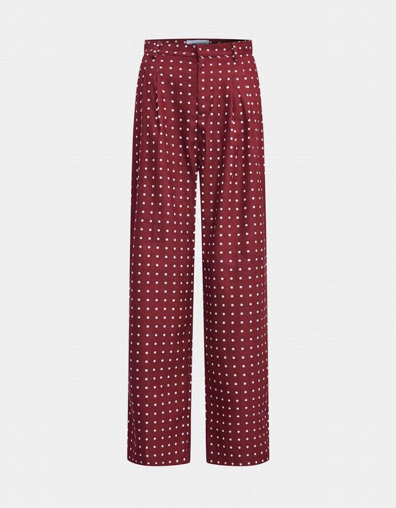 Pantalon Urban Revivo Polka Dot Anchos Leg Mujer Rojos | VUB5554XJ