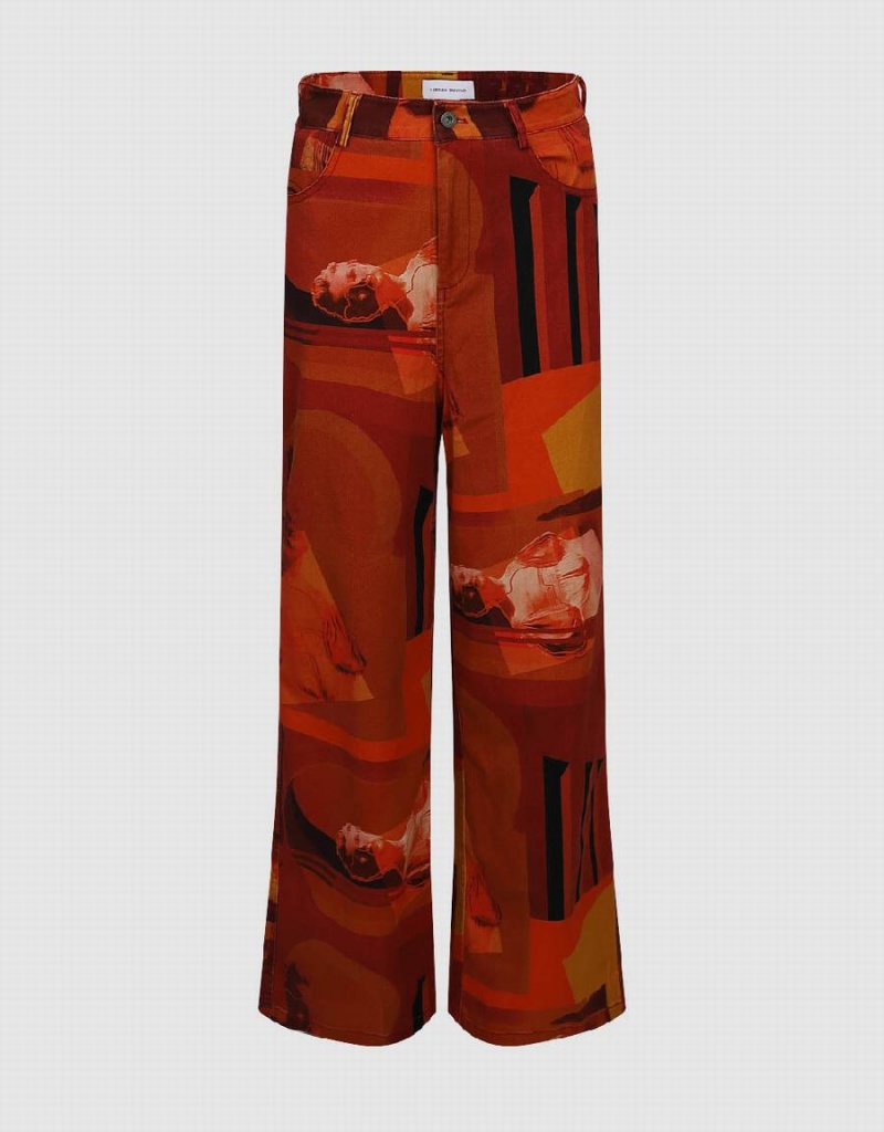 Pantalon Urban Revivo Printed Directo Mujer Naranjas | BLZ9178FH