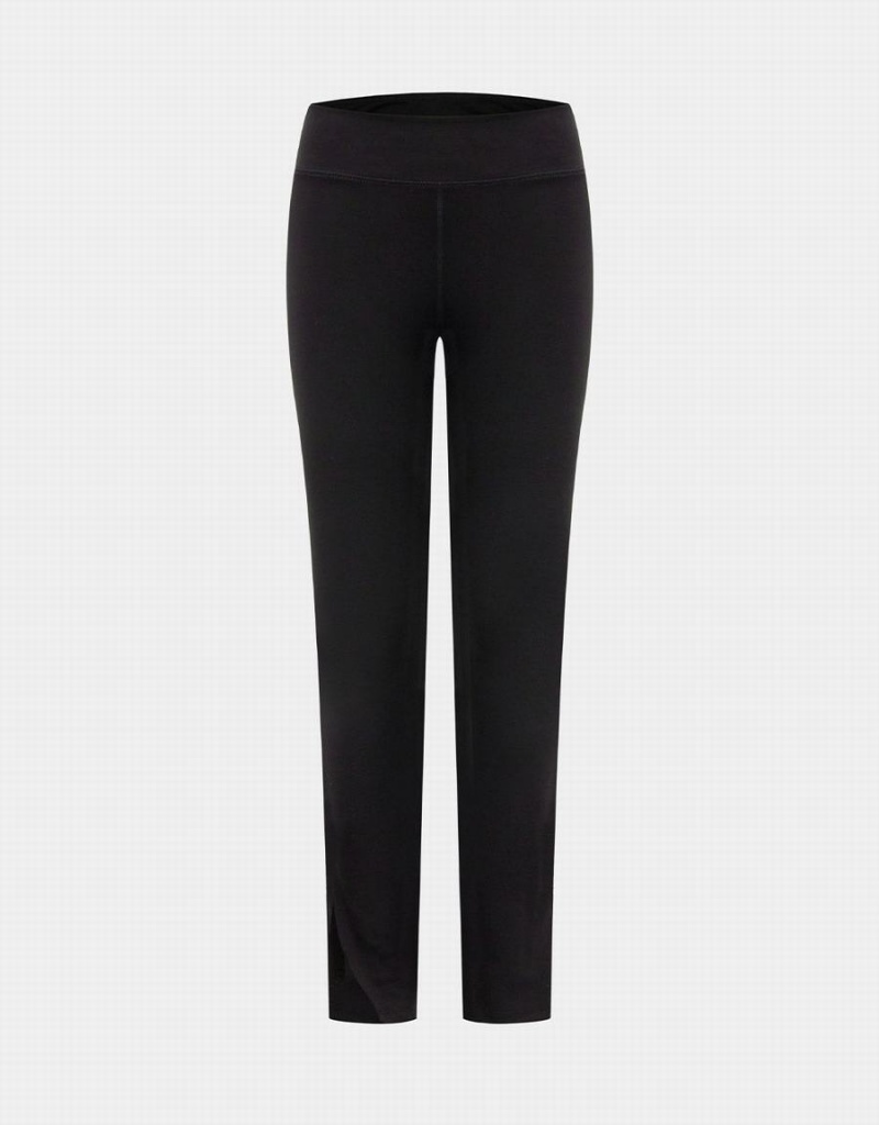 Pantalon Urban Revivo Split Hem Stretch De Punto Long Flaco Mujer Negros | MQG575EL