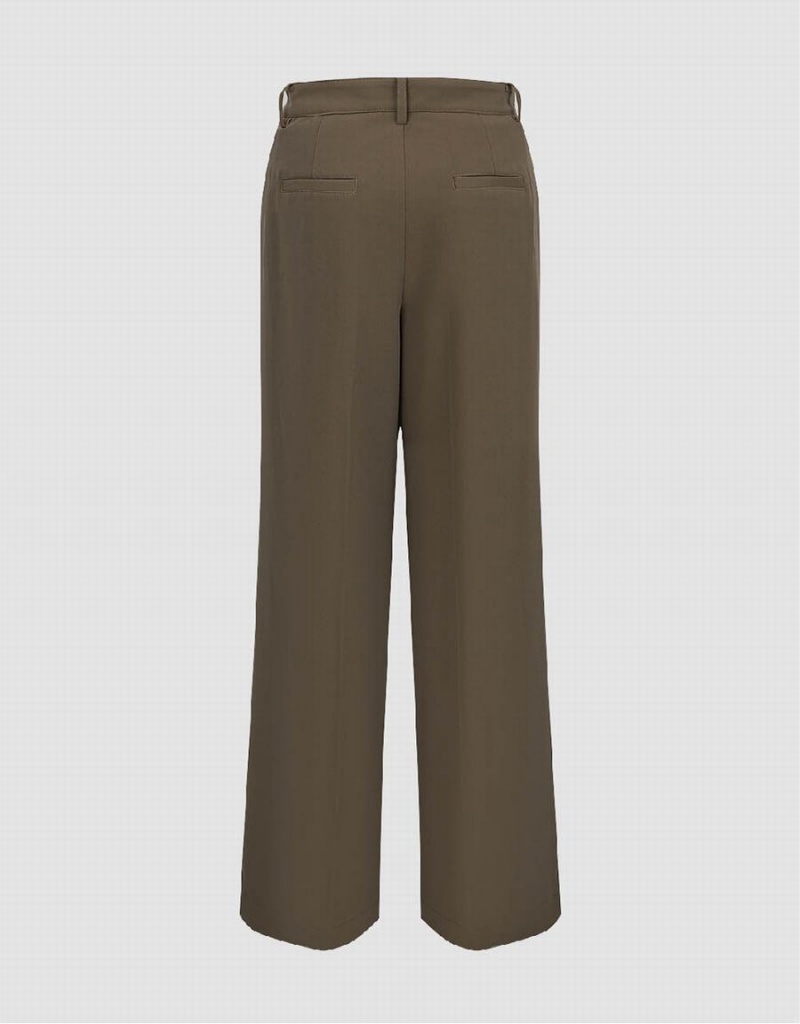 Pantalon Urban Revivo Tailored Anchos-Leg Mujer Kaki | YEH3969AY