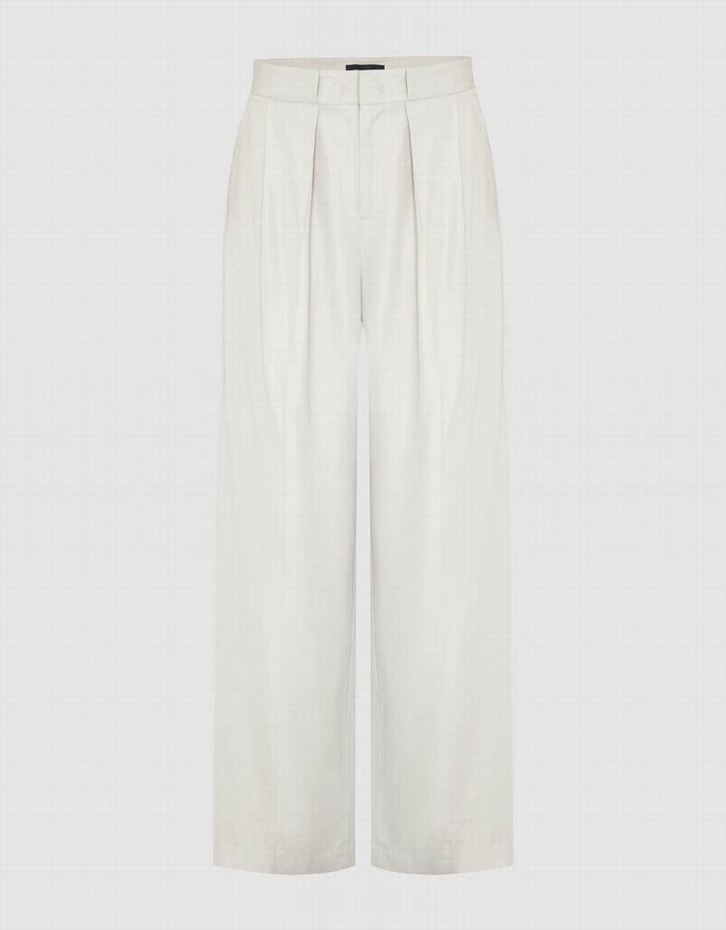 Pantalon Urban Revivo Tailored Directo Mujer Blancos | JEN4645PJ