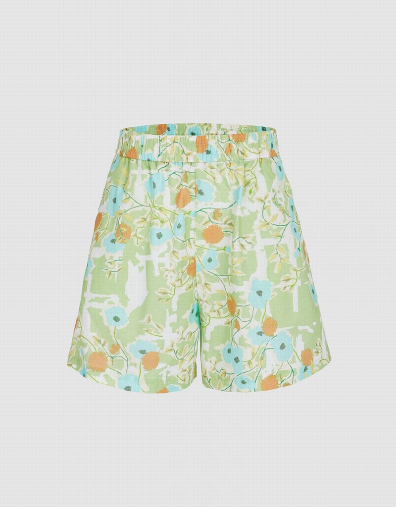 Short Urban Revivo Allover Print Elastic Cintura Mujer Verdes | EFV8213TZ