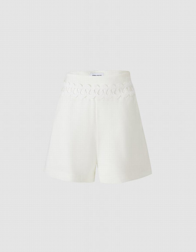 Short Urban Revivo Cut Out High Cintura Mujer Blancos | EYC7582EI