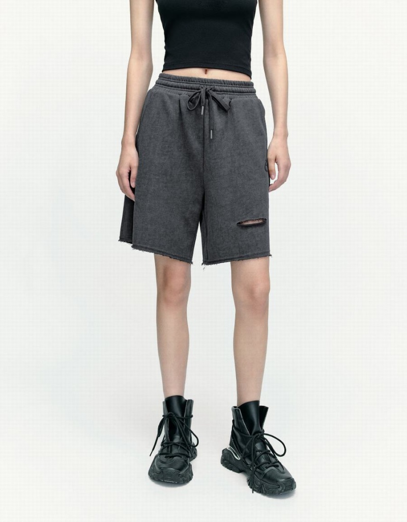 Short Urban Revivo Drawstring Cintura Cut-Out Mujer Grises | UKT7968JR