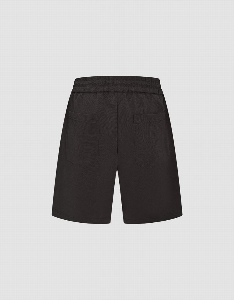 Short Urban Revivo Elastic Cintura Loose Hombre Negros | ISS6287CX