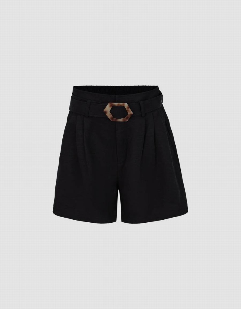 Short Urban Revivo Loose With Belt Mujer Negros | NSI4568GY