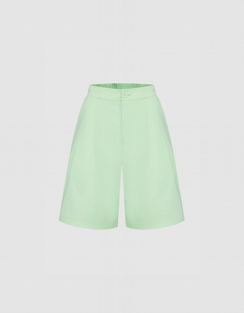 Short Urban Revivo Plain Plisado Mujer Verdes | FLF489BU