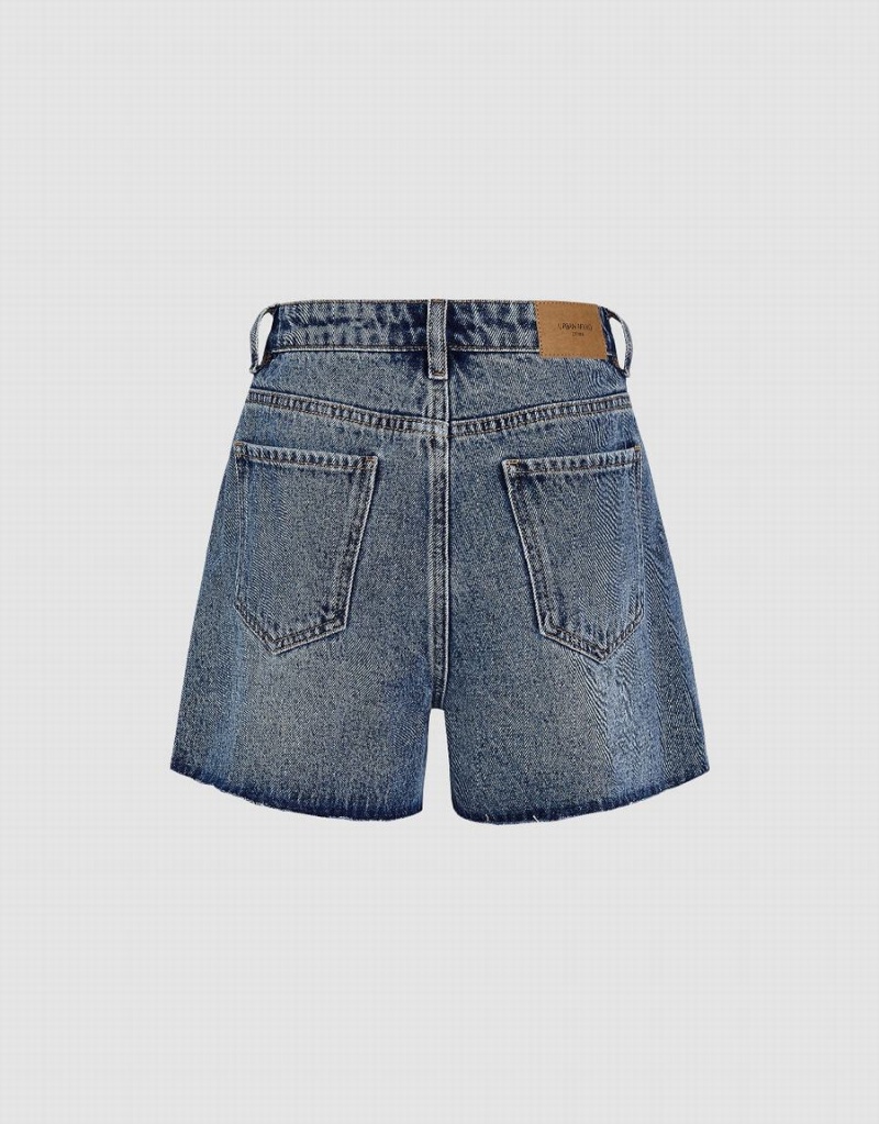 Short Urban Revivo Ripped Denim Mujer Azules | HLO962CP