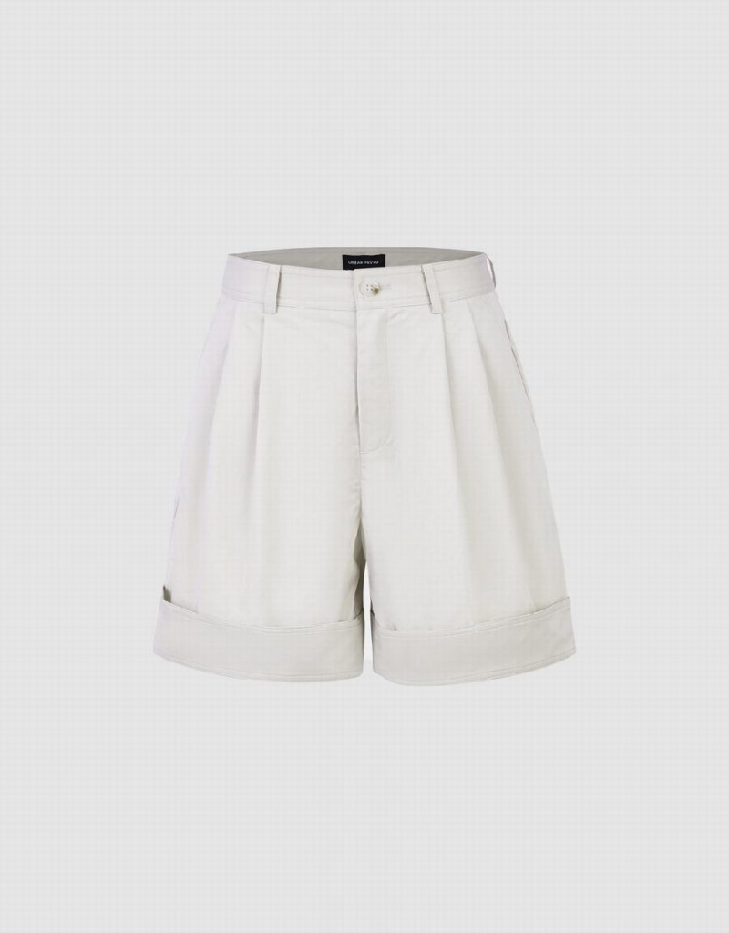 Short Urban Revivo Roll Up Hem Regular Mujer Blancos | QJH3882FZ