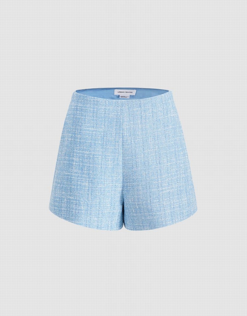 Short Urban Revivo Tweed Flecked Mujer Azules | FQK832QJ