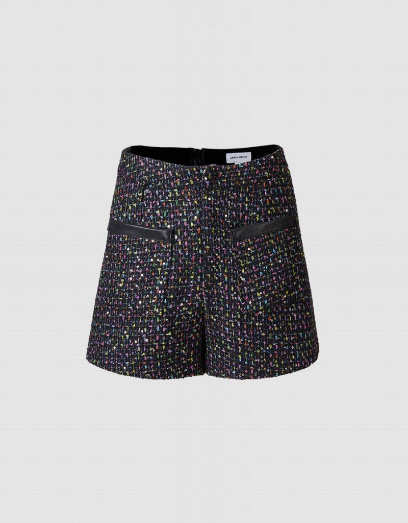 Short Urban Revivo Tweed Mujer Negros Multicolor | EWY7932CK