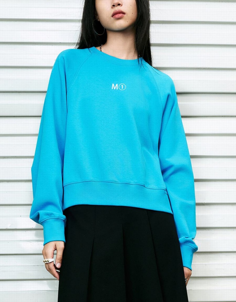 Sudaderas Urban Revivo Crew Neck Loose Mujer Azules | MIY7279QT