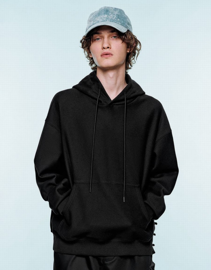 Sudaderas Urban Revivo Oversized Encapuchado Hombre Negros | NLL2664TN