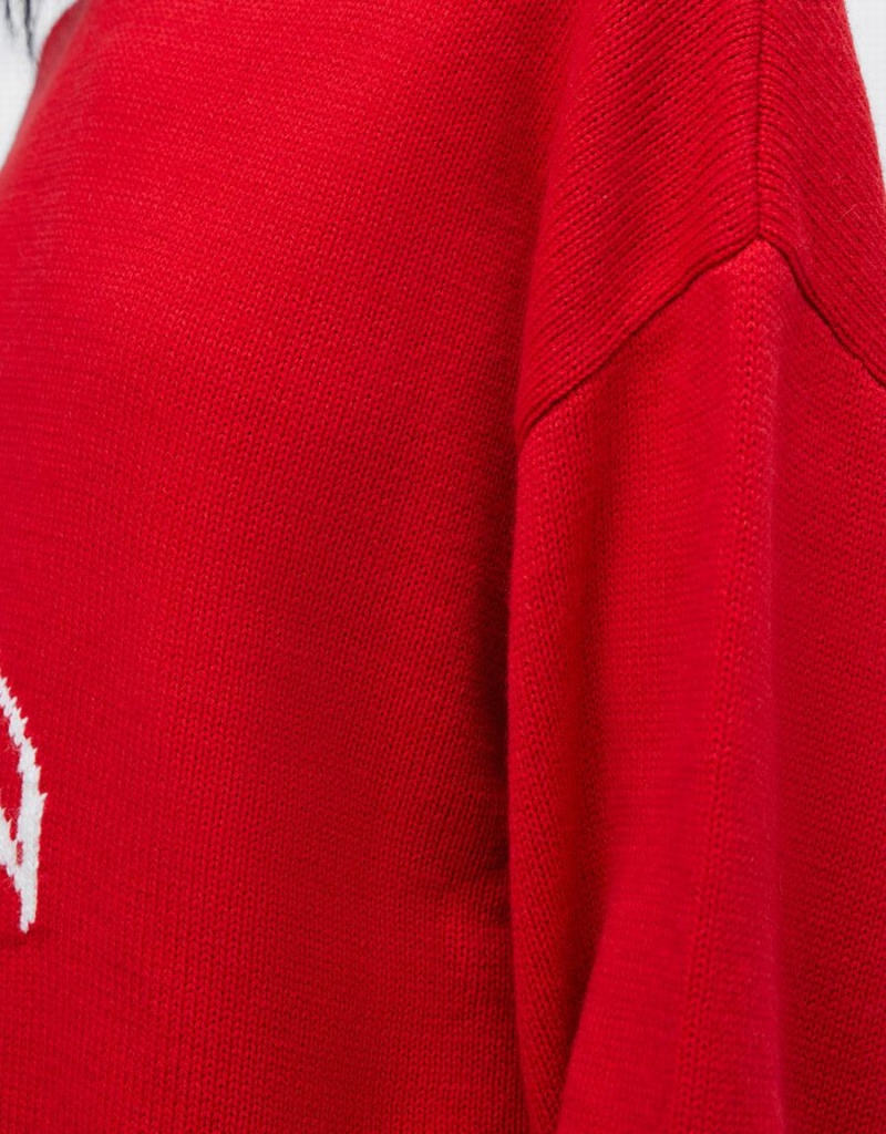 Suéteres Urban Revivo Crew Neck Holiday Mujer Rojos | WWS2692HI