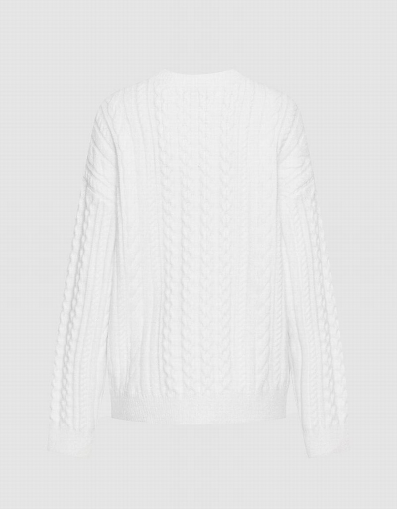 Suéteres Urban Revivo Heart Cable Knit Mujer Blancos | CDB5337EI