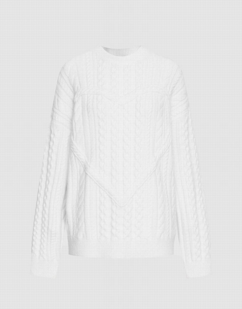 Suéteres Urban Revivo Heart Cable Knit Mujer Blancos | CDB5337EI