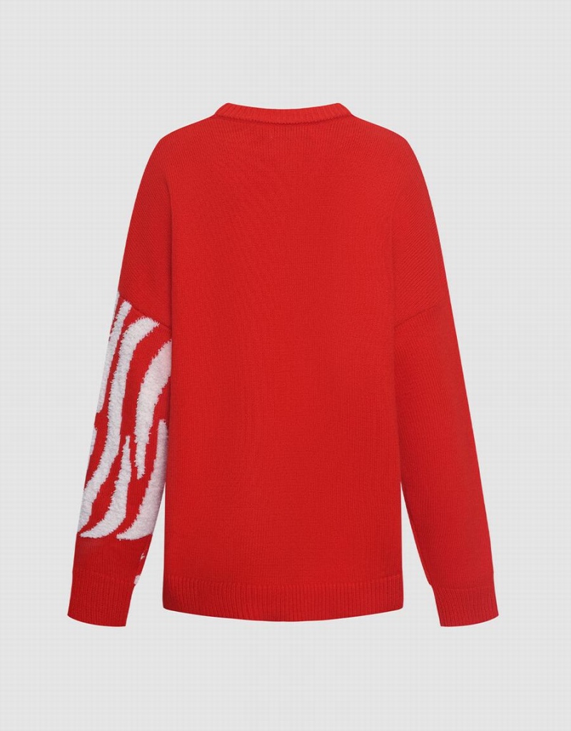 Suéteres Urban Revivo Zebra A Rayas Crew Neck Mujer Rojos | JPB3260RU