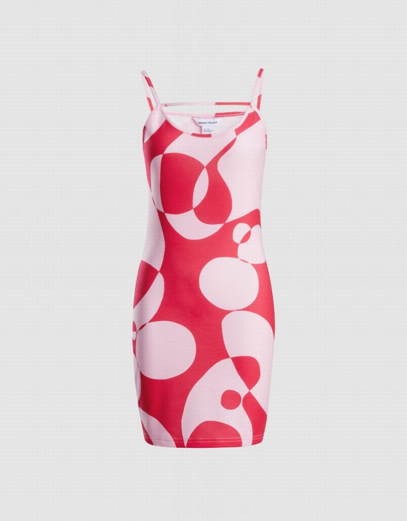 Vestido Urban Revivo Abstract Print Bodycon Cami Mujer Rosas | QQU4155QF