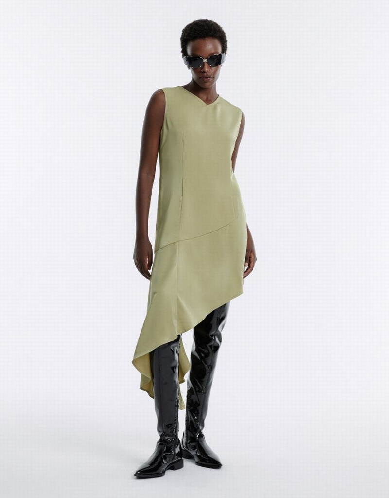 Vestido Urban Revivo Asymmetrical Hem Sin Manga Mujer Verdes | SGO9376DI