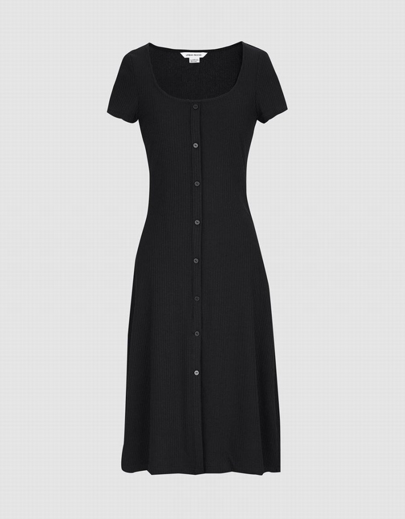 Vestido Urban Revivo Button Front De Punto Mujer Grises Oscuro | CME7885LV