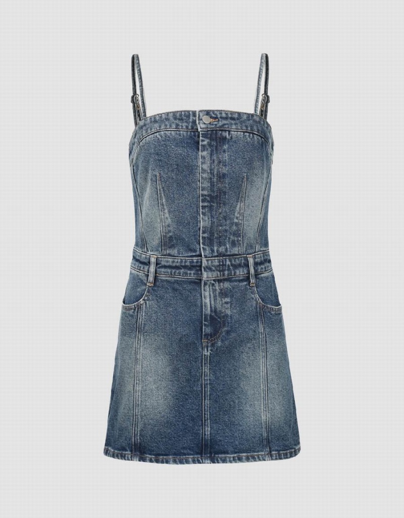 Vestido Urban Revivo Cami Denim Mujer Azules | UIK2510YN