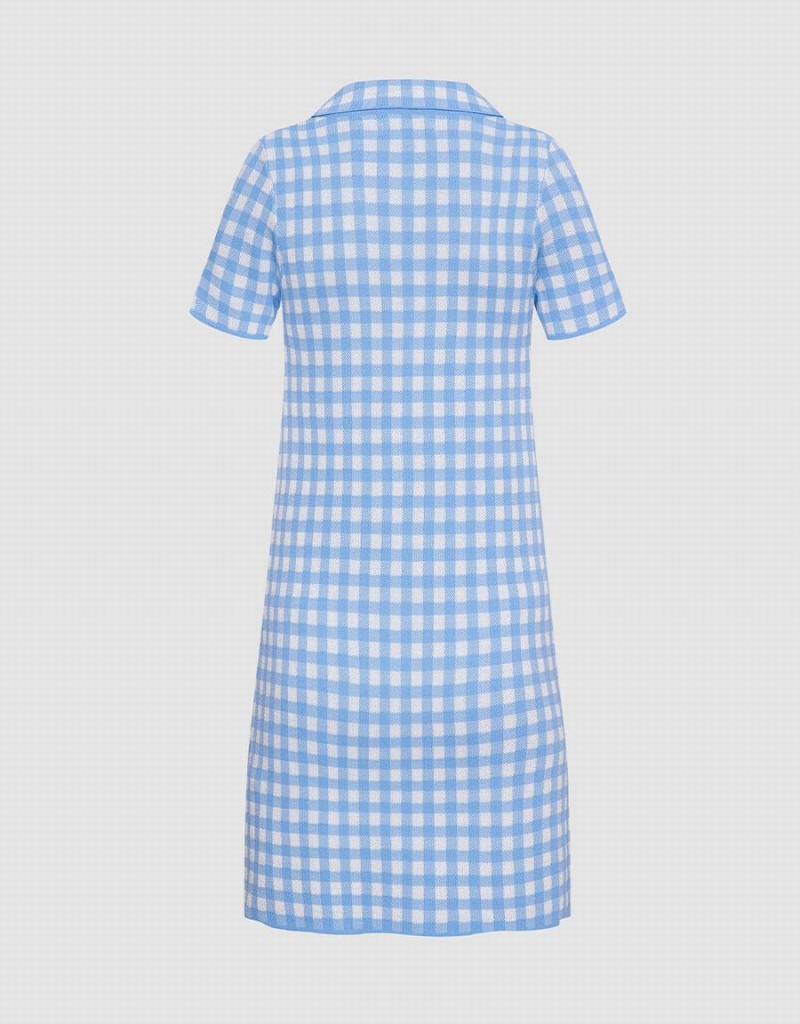 Vestido Urban Revivo Checkered De Punto Mini Checkered Mujer Azules | WRY6263NH