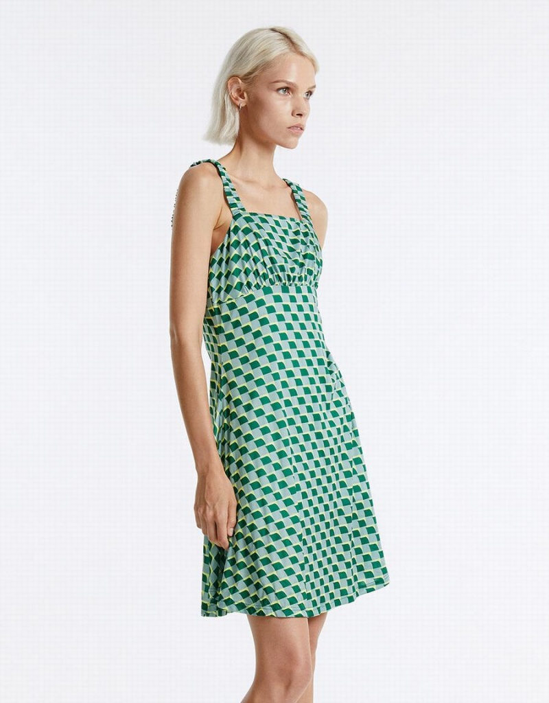 Vestido Urban Revivo Checkered Knit Mujer Verdes | ZSO8173XA