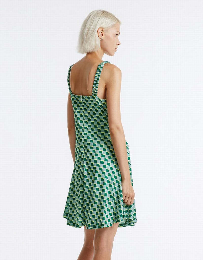 Vestido Urban Revivo Checkered Knit Mujer Verdes | ZSO8173XA