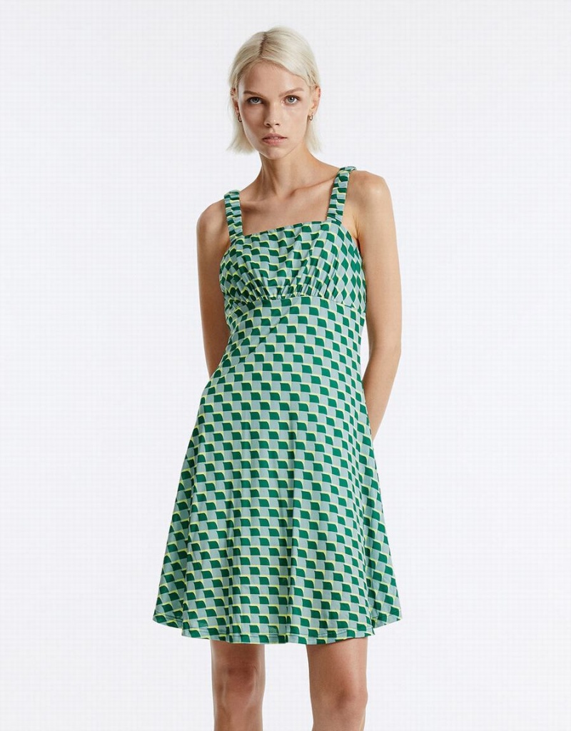 Vestido Urban Revivo Checkered Knit Mujer Verdes | ZSO8173XA