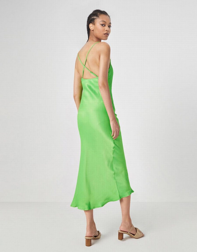 Vestido Urban Revivo Cowl Neck Split Hem Cami Mujer Verdes | CGY9514KO