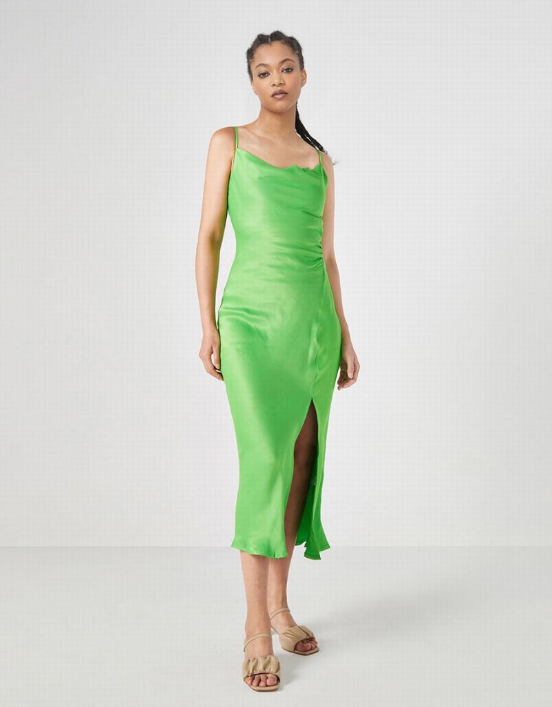 Vestido Urban Revivo Cowl Neck Split Hem Cami Mujer Verdes | CGY9514KO