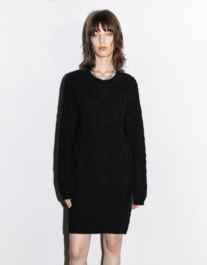 Vestido Urban Revivo Crew Neck Mujer Negros | BUN4533VJ