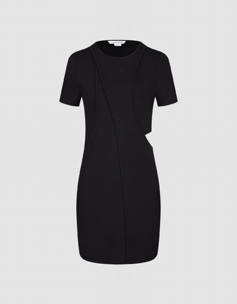 Vestido Urban Revivo Cut-Out Crew Neck Flaco Mujer Negros | UTB412TS