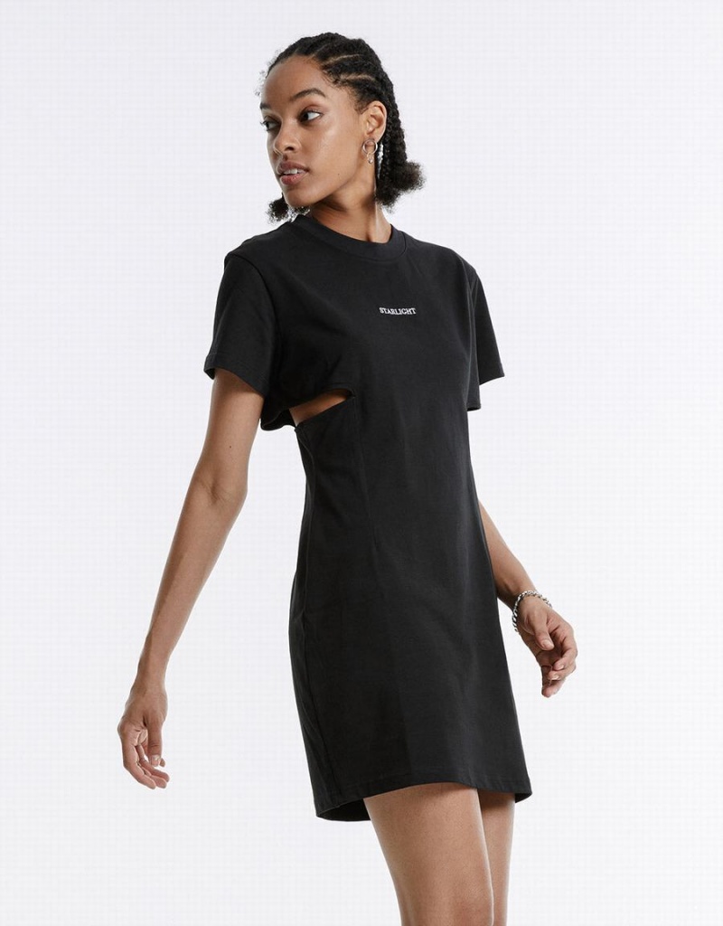 Vestido Urban Revivo Cut Out Letter Mini Mujer Negros | TGP8046YT